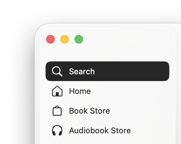 Books sidebar in Sequoia, Search selected